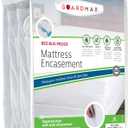 Guardmax Jersey Knitted Queen Zippered Mattress Encasement - Waterproof & Bed Bug Proof Mattress Protector - Comfortable, Soft, and Noiseless Zippered Bedding - Dust Mite Proof (60 x 80 x 12) (White)