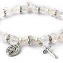 HanlinCC Women's Stretch Rosary Bracelet Beaded Crucifix & Miraculous Medal