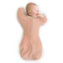 SwaddleDesigns Transitional Swaddle Sack With Arms Up Half-Length Sleeves and Mitten Cuffs, Heathered Peach Blush with Polka Dot Trim, Medium, 3-6 Mo, 14-21 lbs (Better Sleep, Easy Swaddle Transition)
