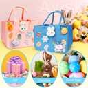 Aviski 2PCS Easter Egg Hunt Bags, Easter Bunny Gift Bags with Handles, Easter Treat Bags, Felt Easter Bags for Gifts Wrapping, Egg Hunt Game, Easter Party Supplies, 12" x7.8" x6.8"(Pink + Light Blue)