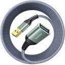 AINOPE 2 Pack USB Extensions Cable High Speed USB 3.0 Extension Cord Type A Male to Female Sturdy Braided Material Fast Data Transfer Compatible with USB Keyboard,Mouse,Flash Drive,Grey,20FT+20FT