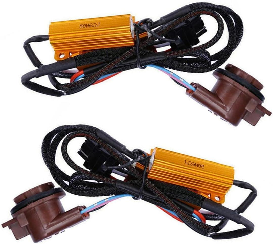 Fiknonk2 PCS Car 3157 Brake Light Resistor Decoders, LED Resistor Turn Signal Error Decoding Harness, 50W 6 Ohm LED Resistor Load Harness Decoders, for T20/3157/4157 Light Bulb (Multicolored)