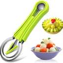 Suuker Melon Baller Scoop Set,4 In 1 fruit cutters shapes, watermelon scooper fruit scooper and baller, fruit carving tools（Green）