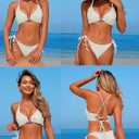 ZAFUL Women's Sexy Cutout Bikini Set High Cut Textured Metal Ring Cheeky Swimsuit Two Piece Bathing Suit (L)