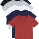 Gihuo Boys Cotton T-Shirts 5 Pack Short Sleeve Tees Soft Summer Tops for Kids 5-14 Years (White, Black, Red, Grey, Navy Blue), 5T