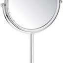 KIBI Free Standing Magnifying Makeup Mirror | Dual-Sided 1X/5X Magnification | 360° Rotating Vanity Mirror for Precise Grooming, Skincare & Beauty (Chrome, KMM103)
