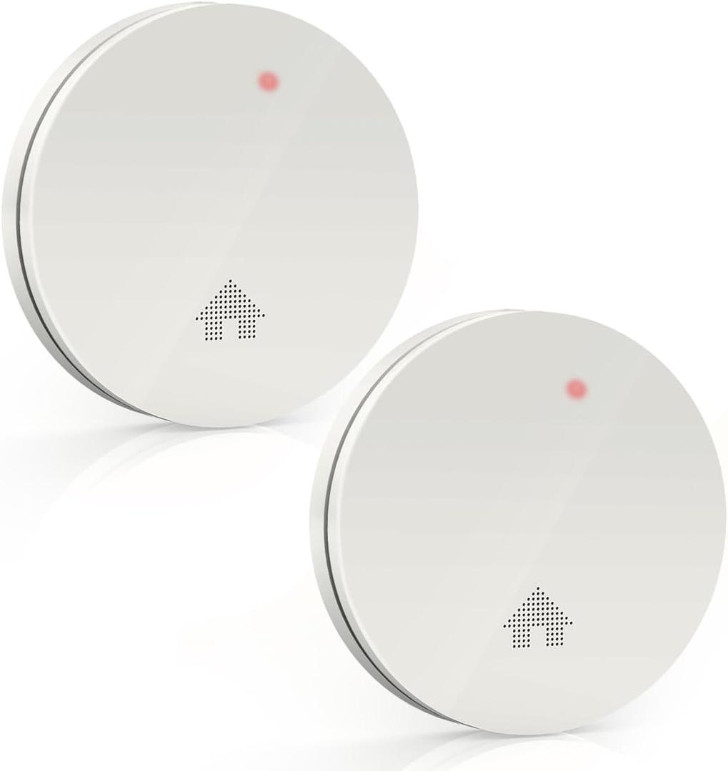Jemay 10 Year Lithium Battery Photoelectric Smoke Detectors,Ultra Thin Design Smoke Detetor,Smoke Alarm with Automatic Brightness Adjustment, Fire Safety with Self-Test and Easy Test Button,2 Packs