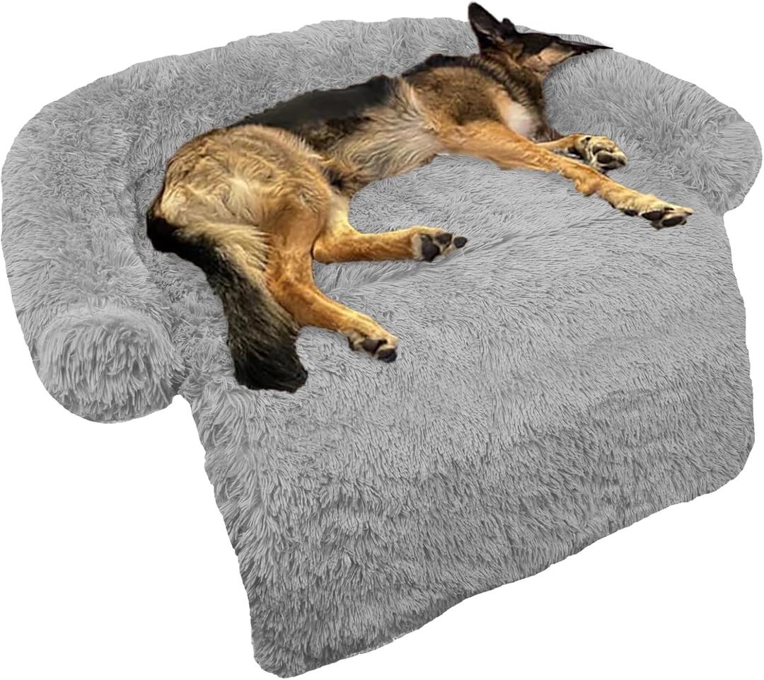 Calming Dog Bed Fluffy Plush Dog Mat for Furniture Protector with Removable Washable Cover for Large Medium Small Dogs and Cats (Large(45x37x6)