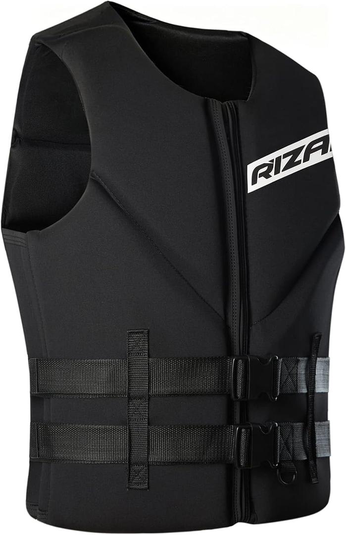 Adult Swim Vest for Men & Women, Water Sports Neoprene Buoyancy Jacket with Adjustable Zipper and Dual Buckles for Swimming, Boating, Kayaking, Fishing, Paddle Boarding, Canoeing, and Wakeboarding, X-Large