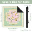 Lemon Mahjong Mat with Rules for Table-31.5''x31.5''Floral Bird American Mahjong Mat Anti-Slip Neoprene Rubber Noise Reducing,Foldable Travel Game Tablecloth for Poker Card Board Games Dominoes