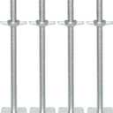 Adjusted Scaffolding Leveling Jack 24 Inch, Galvanized Solid Stem Screw Jack with Base Plate for Stable Support - 4 Pack for Construction, Staging & Heavy Equipment