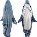 DDMY Shark Blanket Cozy Blanket Hoodie, XL Size Flannel Shark Onesie Wearable Blanket for Adult Cartoon Throw Blankets Shark Sleeping Bag Funny Blanket Shark Costume