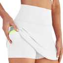 DLOODA Womens Skort Tennis Skirt with Pocket Shorts Mini Golf Skirts High Waisted Athletic Skorts Summer Workout (White, XS)