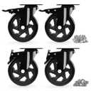 Caster Wheels, Heavy Duty 5 Inch Casters Set of 4, Locking Swivel Casters Wheels for Cart, Furniture and Workbench, Black