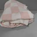 SeaRoomy Checkered Throw Blanket, Ultra Soft Microfiber Knit Throw Blanket, Cozy Fluffy Fuzzy Reversible Checkerboard Pink Blanket for Couch Sofa Bed Decor(Light Pink, 51"63")