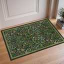 Moynesa Floral Kitchen Rug, 2x3 Washable Rugs Green Non Slip Boho Bathroom Rug, Soft Small Area Rug Indoor Door Mat, Ultra Thin Botanical Throw Rugs for Entryway Bedroom, Green
