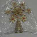 Glittering Gold Snowflake Christmas Tree Topper, 3D Sparkling Metal Snowflake for Xmas Decor, Holiday Party Indoor Decorations