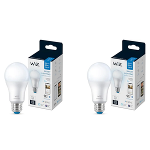 WiZ 60W A19 Dimmable Daylight (5000K) LED Smart Bulb - Pack of 2 - 800 Lumen - E26 - Indoor - Connects to Your Existing Wi-Fi - Control with Voice or App - Activate with Motion - Matter Compatible