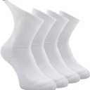 Busy Socks 4 Pack Non-binding Diabetic Socks for Men Women, Loose Top Crew Cotton Thick Cushion Socks (Large-X-Large, 4 Pairs White)