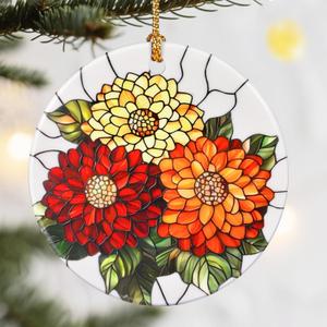 2 x Christmas Ornaments, 2.8in Ceramic Birth Flower Ornament, Xmas Decor, Christmas Tree Ornaments, Xmas Decorations for Tree, Holiday Ornament, Birth Flower Gifts, Gift Ideas, Gifts for Women - Nov