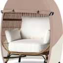 Porch Shield Patio Egg Chair Cover - 600D Waterproof and UV Resistant Wicker Outdoor Basket Chair Cover 42W x 36D x 56H inches (Light Tan & Khaki)