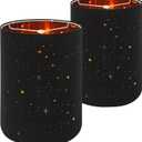 Star Hollow Black Cylinder Lamp Shades set of 2, 10"x10"x11.8" Small Tall Drum Fabric Lampshade for Table Lamp,Floor Lamp,Bedside Lamp Classic Modern Room Decoration.Spider Fitter Design,Easy Assembly