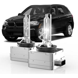 Fit for 2007-2017 BMW X5 D1S HID Xenon Headlight Bulbs, 350% Brightness, High Low Beam Light Bulb, 6000K Cool Bright White, Plug-N-Play, of 2