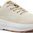 Women's Orthopedic Fashion Sneakers with Arch Support: Comfortable Cushion Flat Feet Shoes for Plantar Fasciitis, Orthotic Supportive Casual Thick Sole Sneakers for Ankle and Foot Pain Relief (7, W6-beige/Brown)