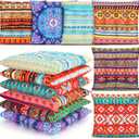 Menkxi 6 Pcs Bohemian Floor Pillows Seating 15 Inch Boho Floor Cushions Sitting Pillows Square Yoga Mandala Meditation Pouf for Living Room Balcony Office Tatami(Stylish), approx. 15 x 15 x 2.36 inches