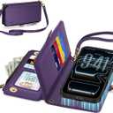 TUCCH Removable Crossbody Wallet Case for iPhone 17 Pro Max, RFID Blocking 10 Card Holders, Lanyard, Wrist Strap, Wireless Charging, Stand, Zipper Pocket, PU Leather, Magnetic Flip Cover, Deep Purple