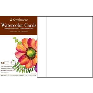 Strathmore Watercolor Cards, 5x6.875 inches, 50 Pack, Envelopes Included - Blank Greeting Cards for Weddings, Events, Birthdays