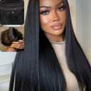 UNICE Bye Bye Knots Wig Yaki Straight 7x5 Pre Cut HD Lace Front Wigs Human Hair with Elastic Drawstring Glueless Wig Human Hair Pre Plucked Bleached Knots Natural Hairline 150% Density 22 inches