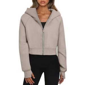Trendy Queen Womens Zip Up Hoodies Jackets Cropped Sweatshirts Fleece Fall Outfits Casual Comfy Y2k Tops Winter Clothes 2026, Medium