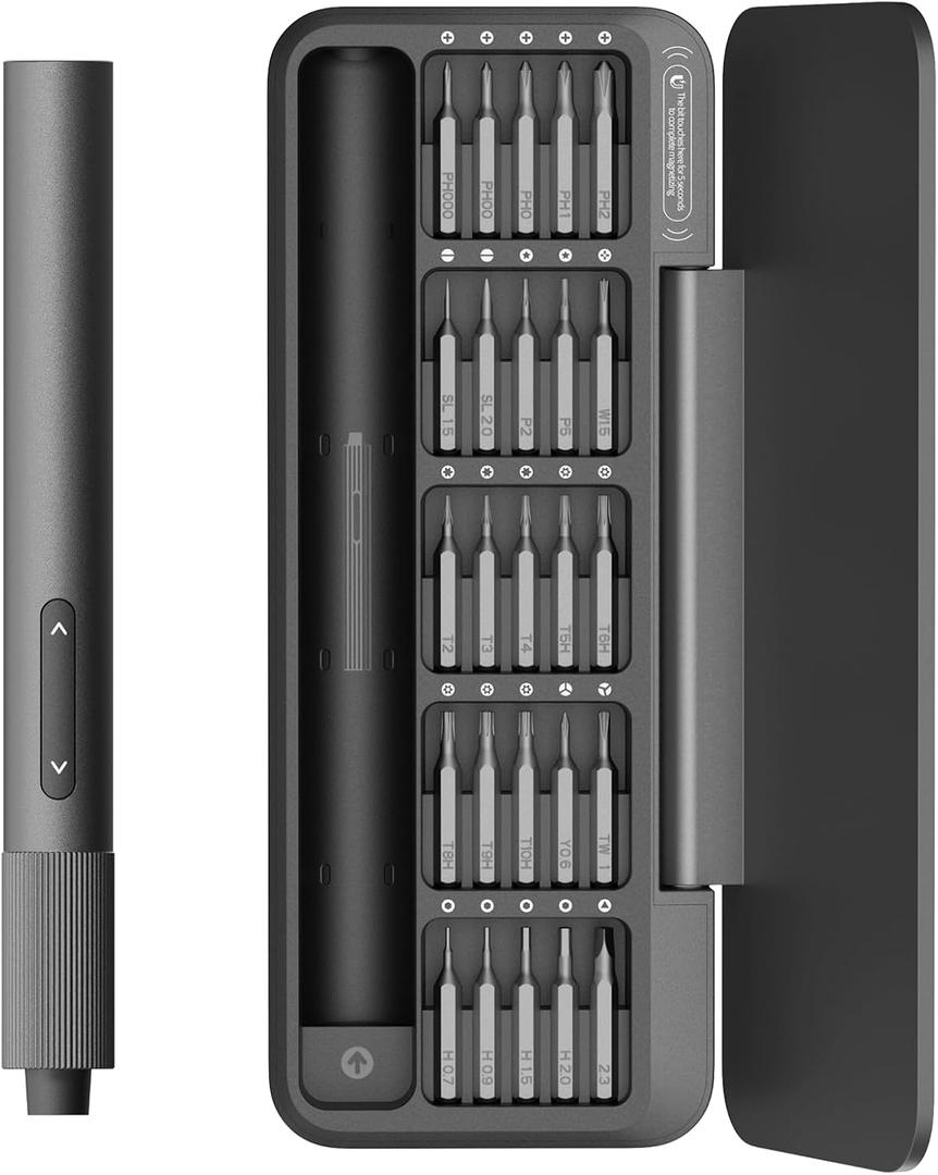 HOTO 25-in-1 Precision Screwdriver Set, 3.7V Electric Screwdriver, Max. 3 Nm Torque, USB-C Rechargeable, Compact Magnetic Tool for Phone, Laptop, Camera, Electronics, DIY Projects, Home Repair