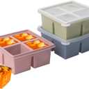 1/2 Cup Silicone Freezer Tray With Lid,Silicone Freezer Molds 3-Pack For meal prep & freezing of various sauces and other dishes, makes 12 perfect 1/2 cup portions cubes (Multicolor 3 Pack)