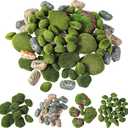 Tigeen 100 Pcs Green Moss Balls Faux Artificial Moss Rocks Decorative Covered Moss Stones Fake Green Moss Decor for Fairy Garden Potted Plants Landscaping Table Centerpiece Floral Decor (Rock Style)