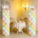 2 Sets Tea Party Balloon Column Stand Kit with Let's Partea Backdrop & 100 Balloons Adjustable Balloon Tower Stand with Bases for Girls Birthday Baby Bridal Shower Garden Party Decor Supplies