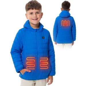 HENNCHEE Kids Heated Jacket for Boys Girls Lightweight Winter Heated Jacket with Battery Pack Heated Coat (Large, Blue)
