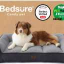 Bedsure SupportMax Orthopedic Dog Beds Large Sized Dog - Extra Thick Supportive Large Dogs Bed with Waterproof Washable Cover, L Plus Comfort Pet Sofa with Soft Sherpa and Nonskid Bottom, Grey, 38"l X 28"w X 8.5"th, Grey