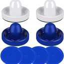 ONE250 Air Hockey Pushers and Red Air Hockey Pucks, Goal Handles Paddles Replacement Accessories for Game Tables (4 Striker, 4 Puck Pack)