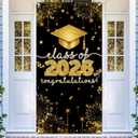 Avezano Graduation Decorations 2026 Black and Gold Class of 2026 Banner Graduation Door Cover Grad Party Decorations
