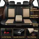 YORKNEIC Car Seat Covers Faux Leather Seat Covers Fit for Acura RDX 2008-2022 Automotive Car Protector Airbag Compatible (5 Seats Full Set, Black&Beige)