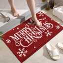 SHACOS Merry Christmas Bathroom Rug 20x32 Christmas Bath Mats Non Slip Soft Absorbent Microfiber Bath Rugs Home Decor Bath Rug, Machine Washable Xmas Carpet for Bathroom Floor