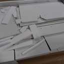 Makeup Vanity Desk with Smart LED Mirror & Charging Station, 35.4" White Vanity Table Set with Cushioned Stool, 4 Drawers & Hairdryer Rack, Modern Bedroom Dressing Table-White