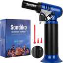 Sondiko Butane Torch with Fuel Gauge S907, Refillable Soldering Torch Lighter with Adjustable Flame for Welding, Resin Art, Industrial, Blue & Black(Butane Gas Not Included) (Blue & Black)