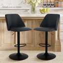 COLAMY Bar Stools Set of 2, Modern Swivel Bar Chairs, Adjustable PU Leather Upholstered Barstools Counter Height with Full Backrest for Bar, Dining Room, Kitchen Island, Black