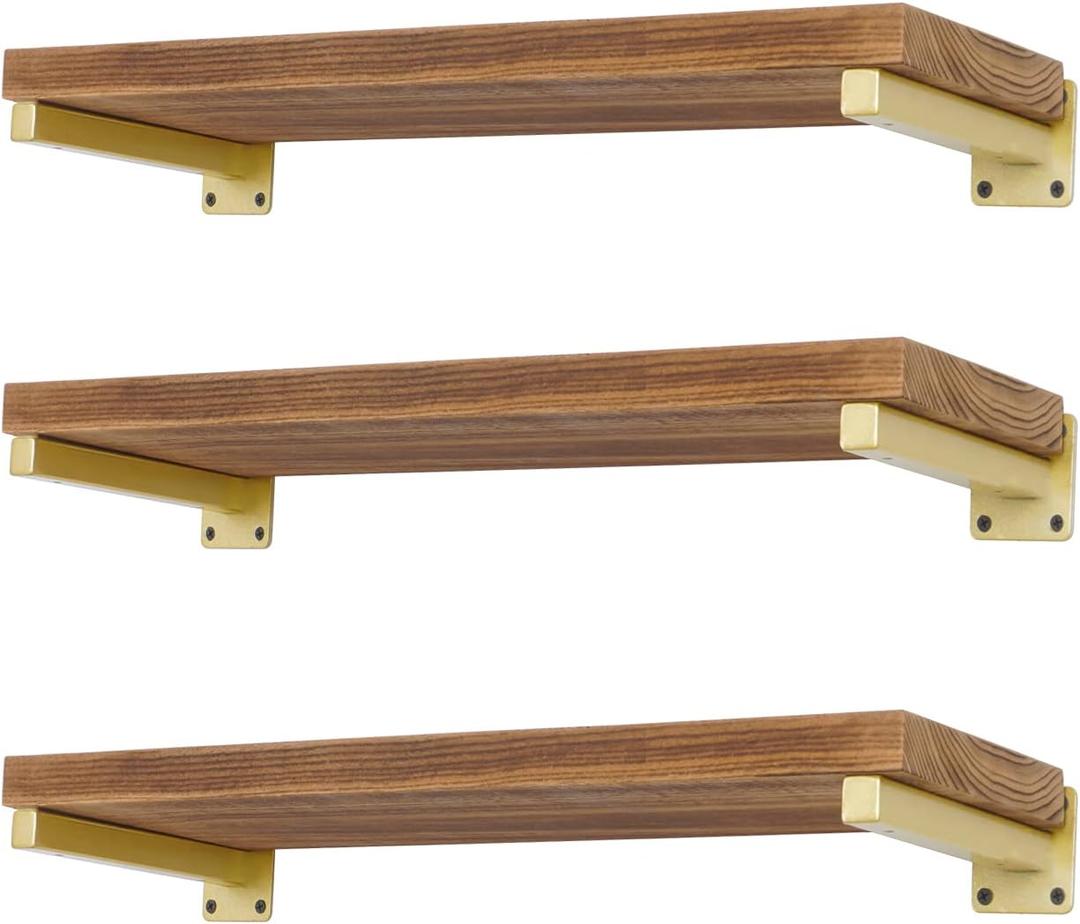 6 Pcs Gold Shelf Bracket 10 Inch Heavy Duty Brackets for Shelf Metal Wall Floating Shelving Brackets Industrial Shelf Brackets for Space Saving