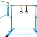 Gymnastics Bar for Kids Girls Ages 3-15 with Ring for Home Indoor Training Equipment- Steady Steel Construction, Anti-Slip, Easy to Assemble, 3' to 5' Adjustable Height