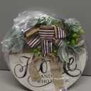 Welcome Sign for Front Door, Rustic Round Wood Wreaths Wall Hanging Outdoor Decor, Porch Fence Decorations Hanging Gift for Home Outdoor for Spring Summer Fall All Seasons Holiday, Bless This Home