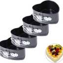 4pcs Mini Non-Stick Spring Pan | 4 Inch Heart Shaped Cake Cheesecake Pan Baking Molds for Instapot Pressure Cooker | Baking for Air Fryer Valentine's Day